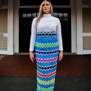 Handmade Neon Maxi Dress - Size S (Vintage)